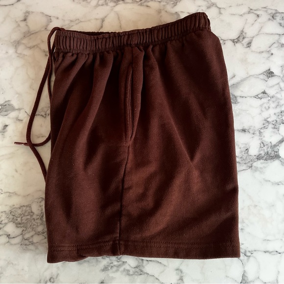 Brown shorts soft cozy sweat shorts warm teddy high waisted cotton basketball - Picture 4 of 11